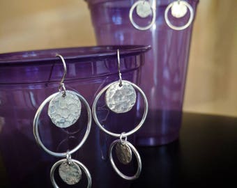 Mobile Hoops and Discs Sterling Silver Earrings