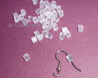 288 Clear Plastic Earring Backs, ribbed - plastic stops, clutches, nuts, French hook backs, stoppers