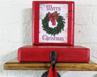 Red Mantle or Fireplace Stocking Holder