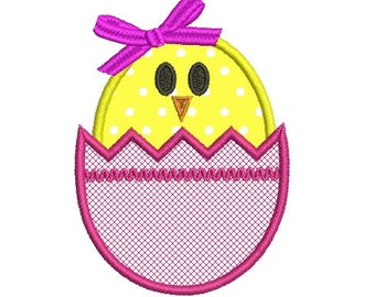 Easter egg and chick applique embroidery design