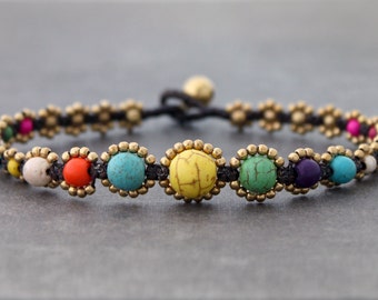 Candy Vivid Woven Rhythm Brass Anklet