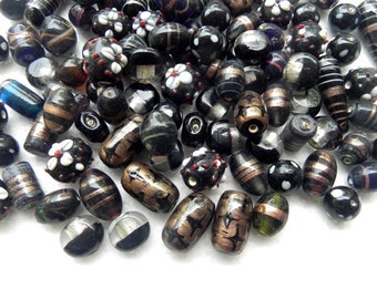 1 Pound vintage style supper delux handmade black colour mix LAMPWORK glass beads mix ONE POUND.
