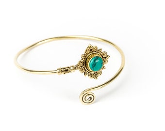 Boho Tribal Bangle Turquoise Gemstone Bracelet Adjustable Gift Boxed + Giftbag + Free UK Delivery