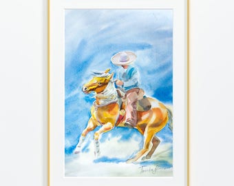 Rider, Horse, Original watercolor, Watercolor Painting,
