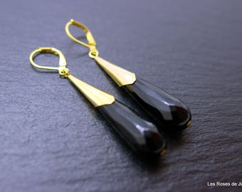 onyx drop earrings, earrings