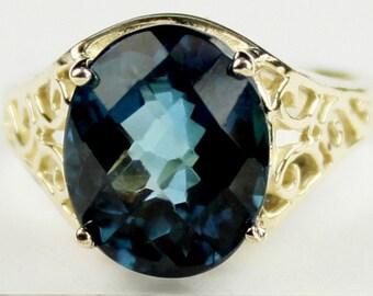 London Blue Topaz, 10KY Gold Ring, R057