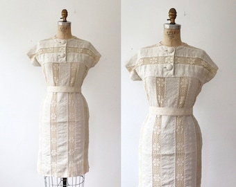 linen and lace dress / vintage lace dress / Artemis Lace dress