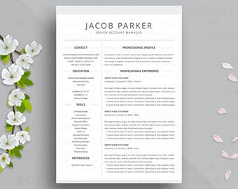 Resume Template 3 page | CV Template + Cover Letter for MS Word | Instant Digital Download