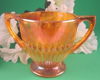 Vintage Jeanette Anniversary Iridescent (Marigold) Open Sugar Bowl by Jeannette, circa 1940s-1960s
