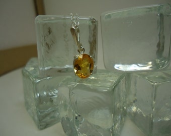 Oval Cut Citrine Necklace in Sterling Silver #1047