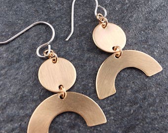 Circle Earrings - Bronze Earrings - Half Circle Earrings - Moon Earrings - Half Moon Earrings - Bronze Earrings 0045