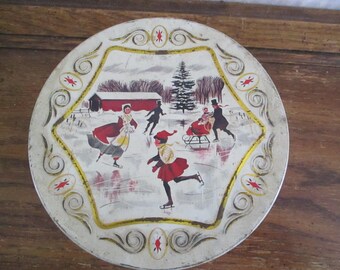 Jewel Tin Fruit Cake Container Vintage Christmas