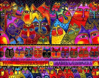 Laurel Burch Fabric Fabulous Felines Border 35"
