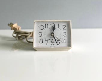 Vintage Westclox Alarm Clock / White Alarm Clock