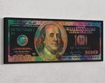 100 Dollar Bill Canvas - 100 Dollar bill abstract canvas print - dollar bill print - ready to hang canvas print
