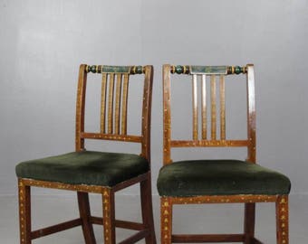 Pair Painted Dining Chairs