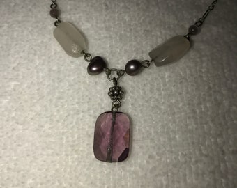 Sterling Silver Amethyst Drop Necklace