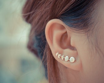 Moon Phases Sterling Silver Ear Climbers