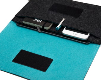 iPad Pro Sleeve / iPad Case / iPad Cover / iPad Organizer - Dark Gray & Turquoise - Weird.Old.Snail