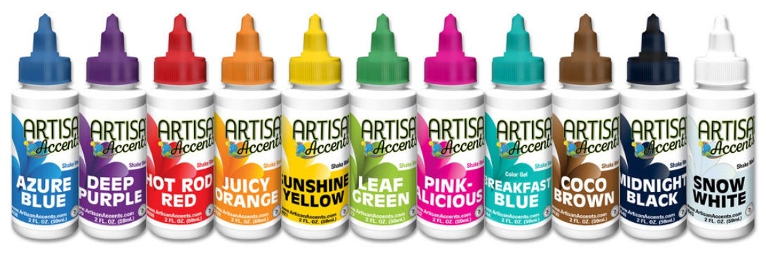 Artisan Accents Gel Colors 2 oz. Food Coloring Pink Blue Artisan Accents Gel Colors 2 oz. Food Coloring Pink Blue