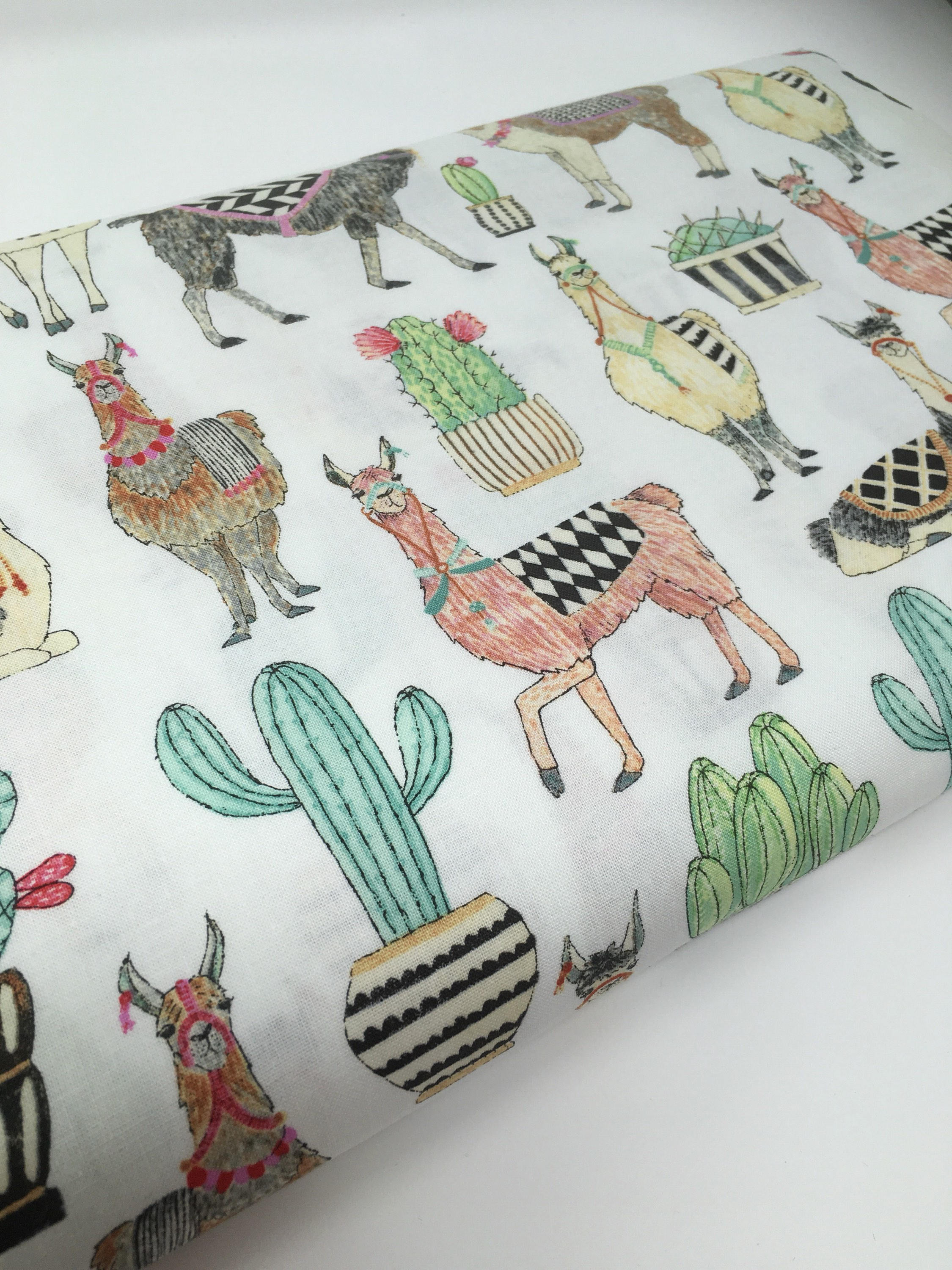 Michael miller fabric, lovely llamas, llama print cotton, llama fabric