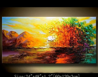 Abstract Wall Painting, expressionism Textured Painting,Impasto Landscape Painting ,Palette Knife Painting on Canvas by Chen new25