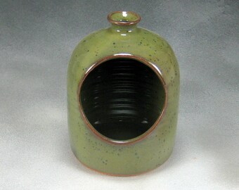 Green Salt Pig or Salt Cellar Stoneware Hand Thrown Pottery 2