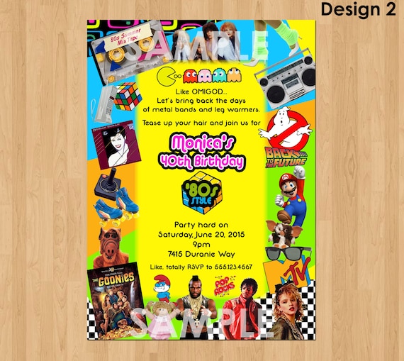 80s Birthday Invitation 80s Party Invitation 40th Birthday