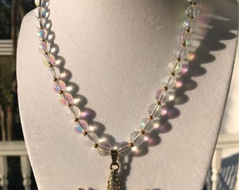 Rainbow Glass Starfish Necklace