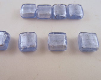 Silver Foil Beads 15x15 sq mm 8 beads light blue