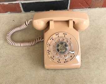 VINTAGE Tan/Cream ITT Rotary Dial Desk Phone