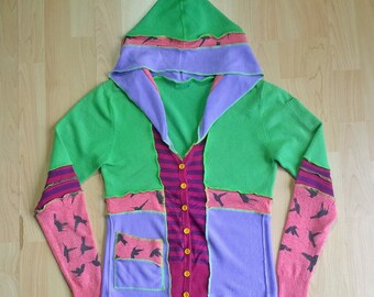 Upcycled Clothing/Cardigan/Hoodie/Festival Clothing/Funky Clothing/Boho Clothing/Unique Clothing/Hippie Style/Knitwear/OOAK/For Women