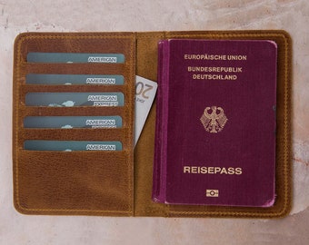 Leather Passport Cover, Leather Passport Holder, Passport Case, Passport Holder, Leather Passport Cover, Wallet, Travel Accessories-TAN