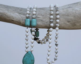 Mala, Howlite and Lava 108 bead necklace