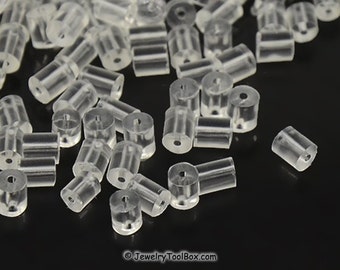 Ear Wire Stoppers, Bulk Jewelry Findings French Hook Earnuts, Clear Rubber Plastic, 3x3mm, Hole: 0.7mm, Lot Sizes 100 to 7500, #1317