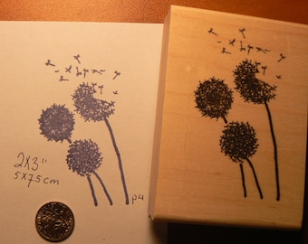 Dandelions flowers rubber stamp WM P4