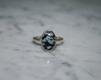 Snowflake Obsidian and Sterling Silver Ring