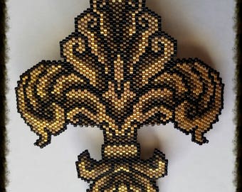 Fleur-de-lis Hand Beaded Barrette