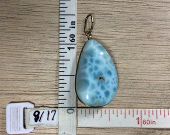 Vintage Gold Filled Pendant 6.2g Larimar Stone Used
