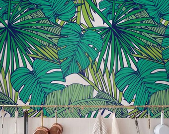 Palm Monstera Leaf Wallpaper Removable Self Adhesive Tropical Wall Decor Palm Monstera Leaf Wallpaper Removable Self Adhesive Tropical Wall Decor
