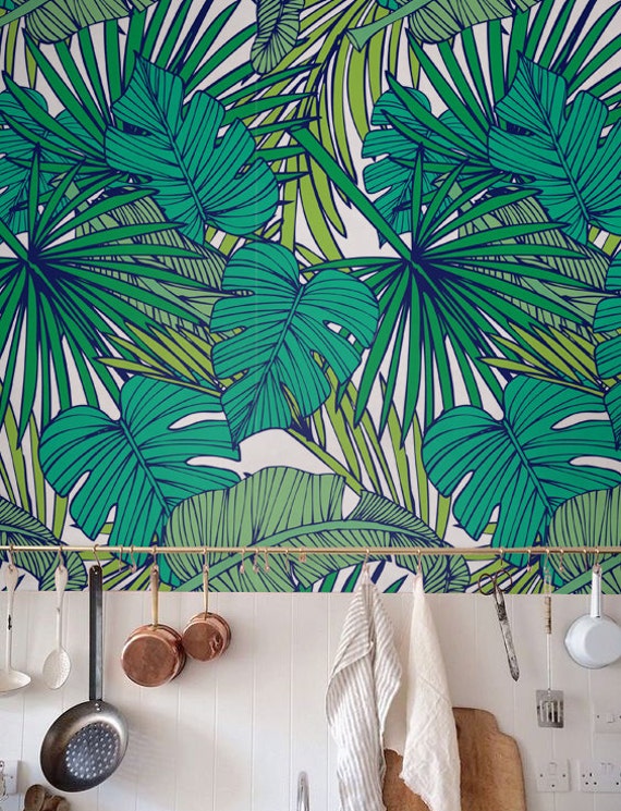 Palm Monstera Leaf Wallpaper Removable Palm Monstera Leaf Wallpaper Removable