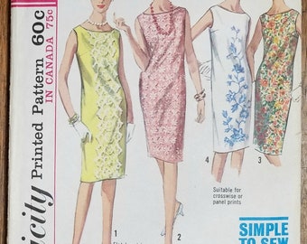 Vintage Shift Dress Simplicity 5980 Size 12 Bust 32"