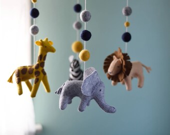 Baby safari mobile for nursery, safari nursery, safari animals decor, safari theme kids room, safari baby shower gift, safari art room decor