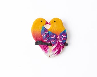 Cute Love Handmade Birds Brooch Pin Tropical brooch pin Small rainbow handmade brooch, Bird Brooch, Small gift for Her, Romantic girl woman