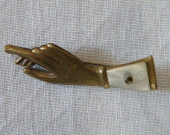 Vintage Gold Filled Mother of Pearl Hand Pin