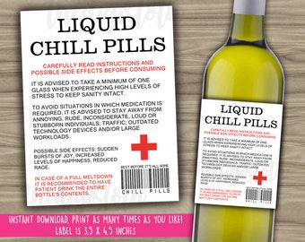 Chill Pills Label Chalkboard Label Gag Gift Professional