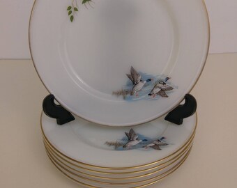 VINTAGE PYREX ~WILDFOWL~ side plates x 6