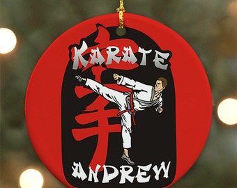 Personalized Karate Ornament (Male version) - Personalized with Name