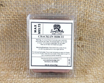 Cracklin Birch Hand Poured Wax Melts, Wax Tarts, 6 Wax Cubes, Soy Blend, For Wax Warmer, Aroma Melts, Flameless Candle, Candle Melts