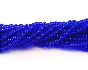 Czech Glass Sapphire Blue Round Druk Beads 6mm - 50